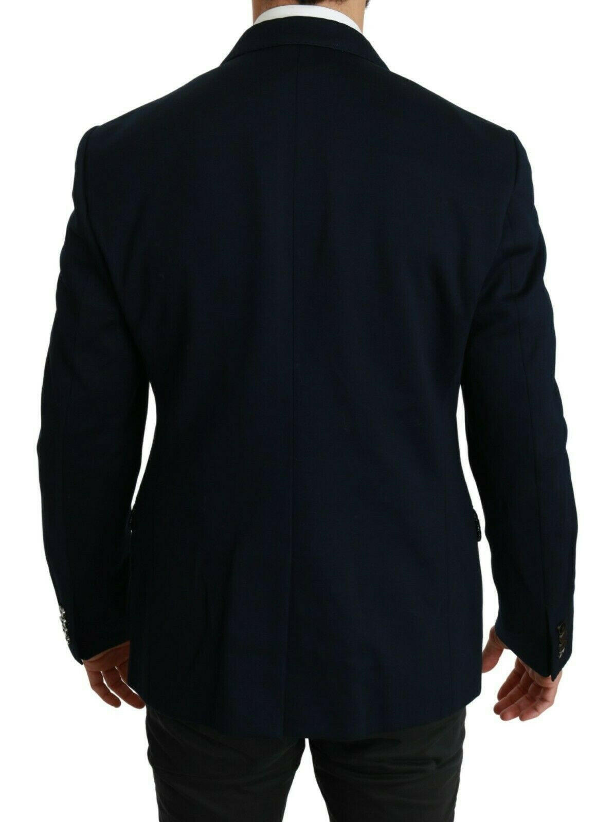 Dolce & Gabbana Blue Solid Cotton Silk Stretch Jacket Blazer -   -  Dolce & Gabbana.