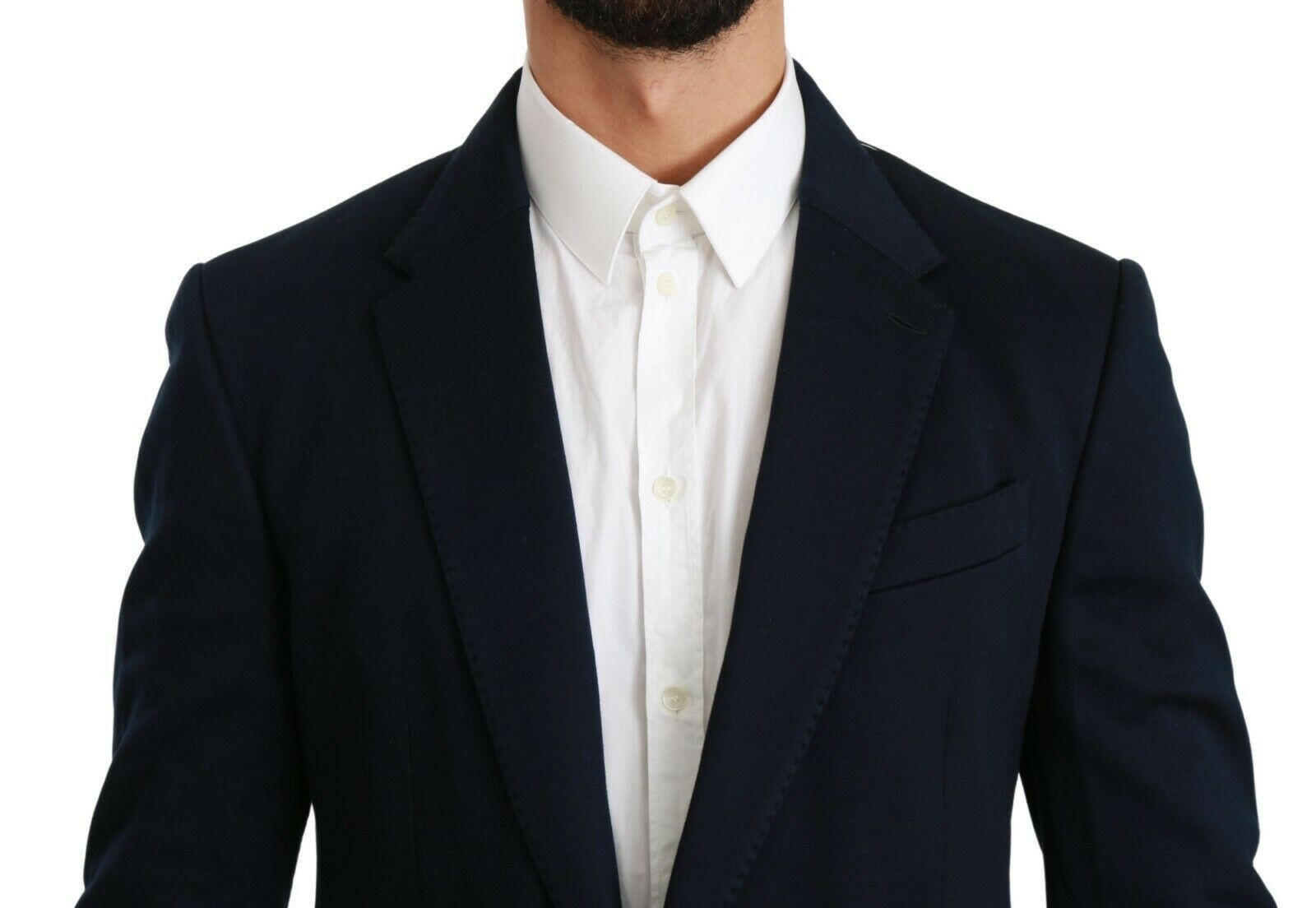 Dolce & Gabbana Blue Solid Cotton Silk Stretch Jacket Blazer -   -  Dolce & Gabbana.