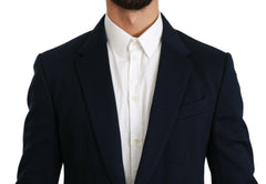 Dolce & Gabbana Blue Solid Cotton Silk Stretch Jacket Blazer -   -  Dolce & Gabbana.