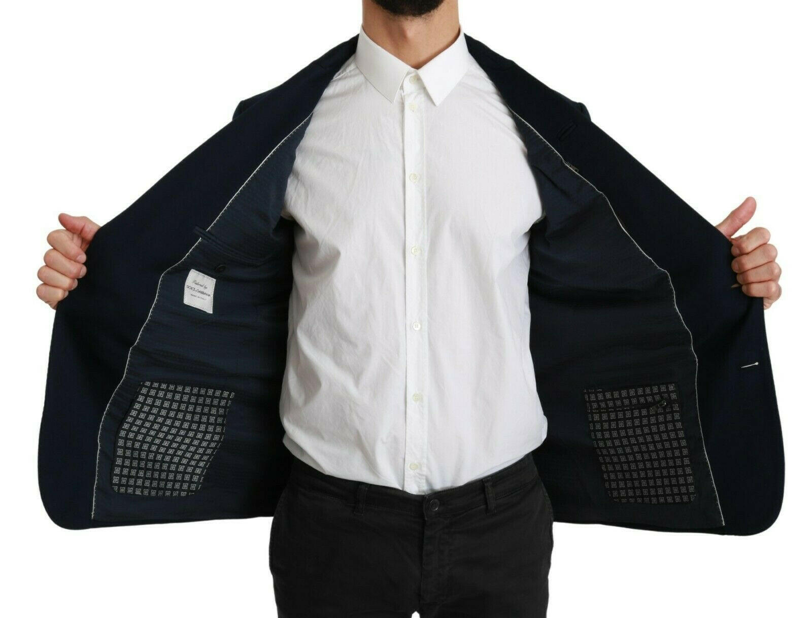 Dolce & Gabbana Blue Solid Cotton Silk Stretch Jacket Blazer -   -  Dolce & Gabbana.