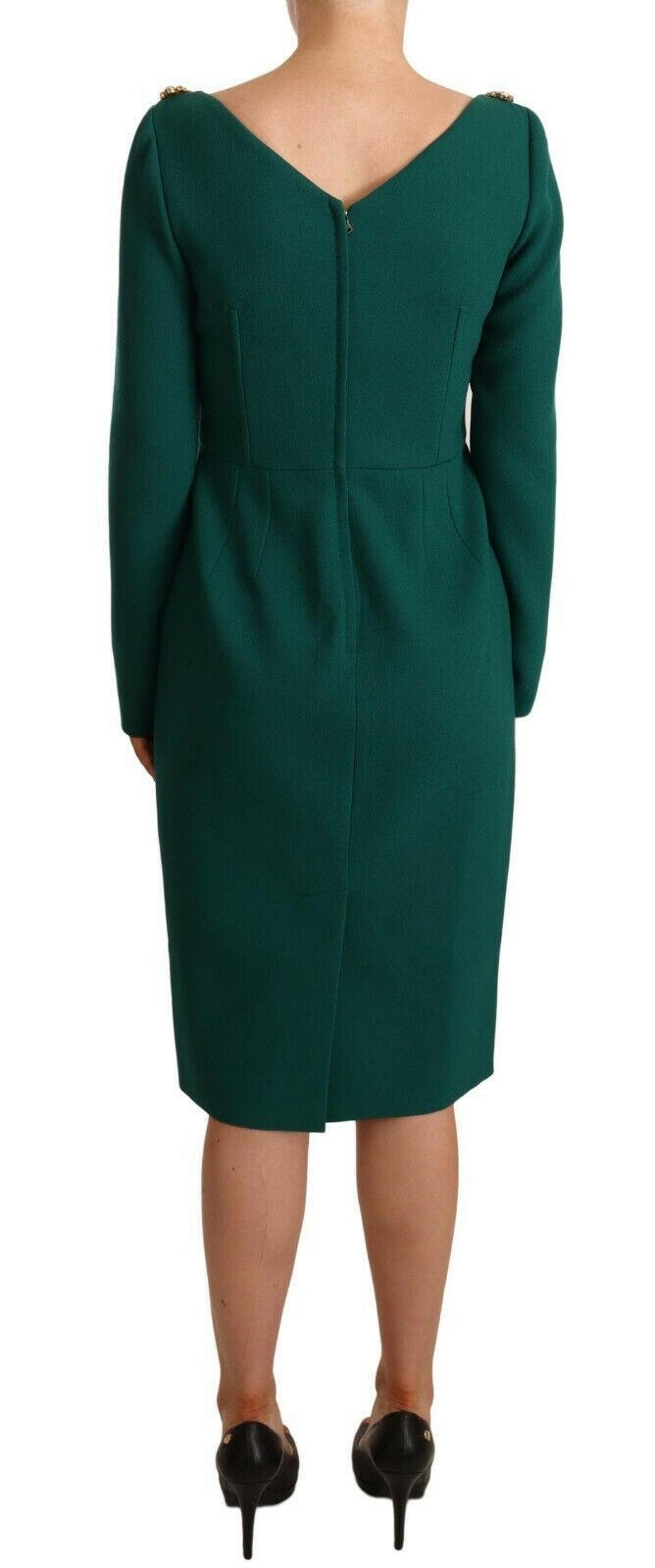Dolce & Gabbana Green Stretch Crepe Crystal Midi Dress -   -  Dolce & Gabbana.