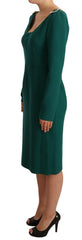 Dolce & Gabbana Green Stretch Crepe Crystal Midi Dress -   -  Dolce & Gabbana.