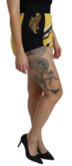 Dolce & Gabbana Yellow Black Cotton Jewelled Hot Pants Shorts -   -  Dolce & Gabbana.