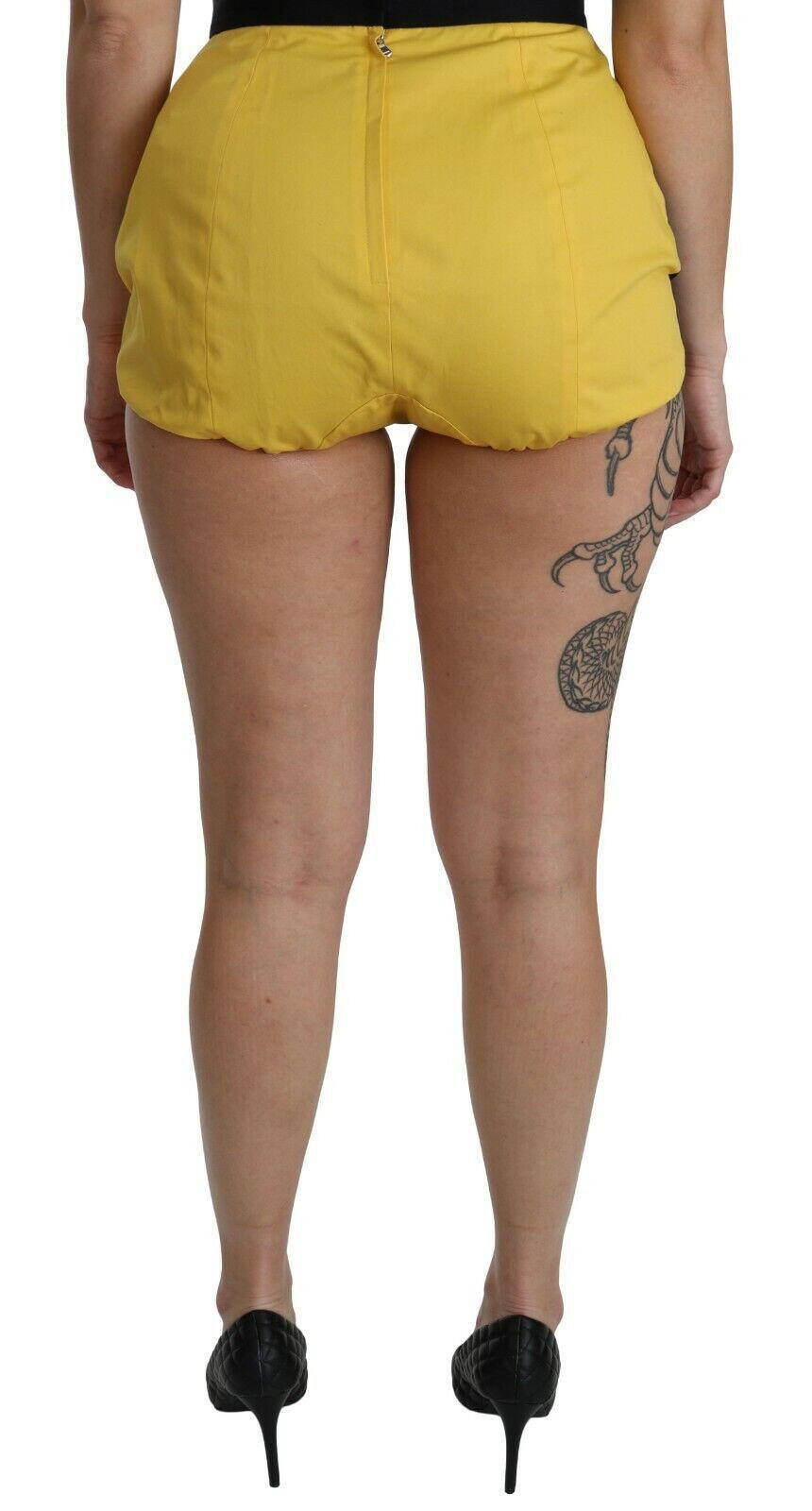Dolce & Gabbana Yellow Black Cotton Jewelled Hot Pants Shorts -   -  Dolce & Gabbana.