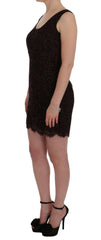 Dolce & Gabbana Bordeaux Floral Lace Ricamo Sheath Dress -   -  Dolce & Gabbana.