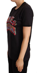 Dolce & Gabbana Black Cotton Large Print Top Crewneck T-shirt -   -  Dolce & Gabbana.