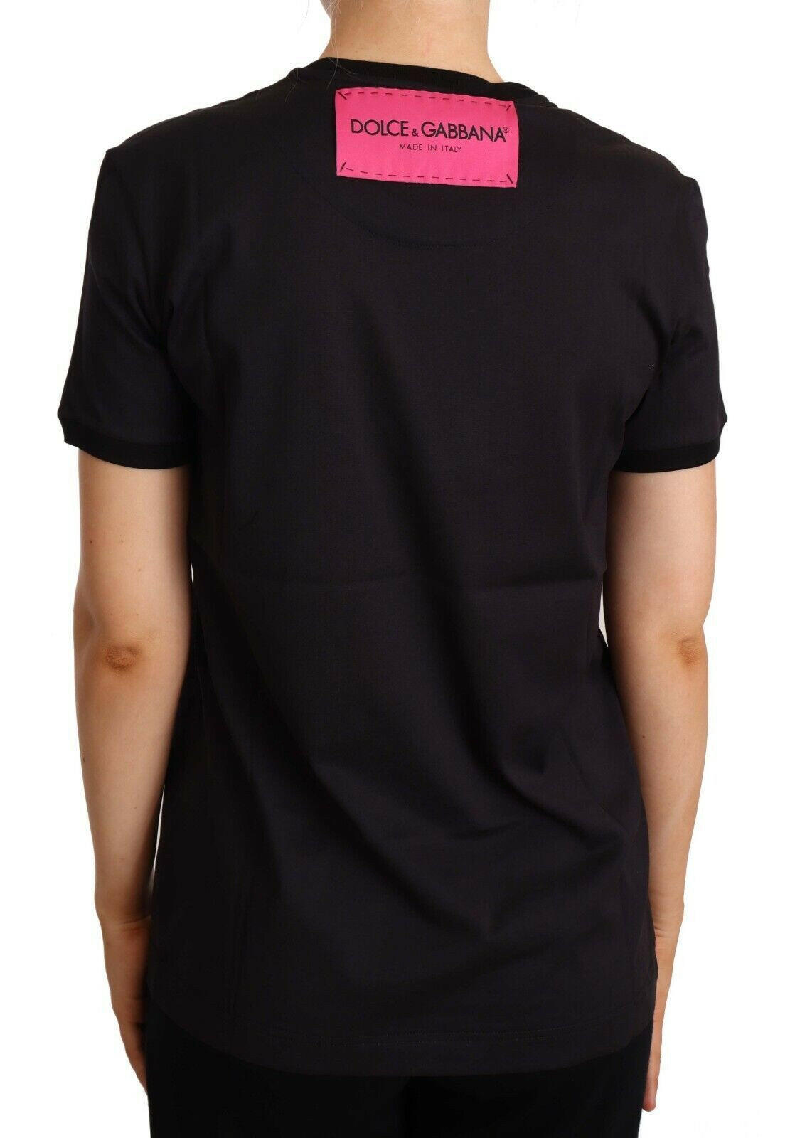 Dolce & Gabbana Black Cotton Large Print Top Crewneck T-shirt -   -  Dolce & Gabbana.