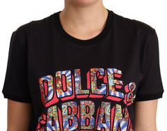Dolce & Gabbana Black Cotton Large Print Top Crewneck T-shirt -   -  Dolce & Gabbana.