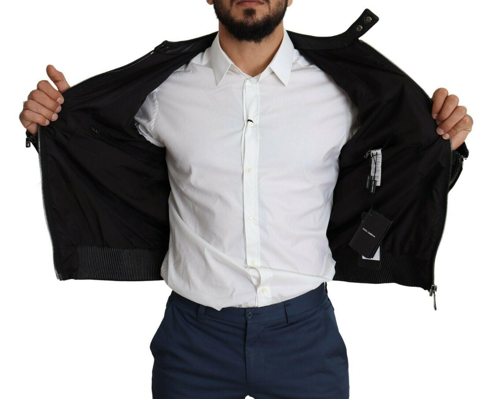 Dolce & Gabbana Black Nylon Full Zip Men Bomber Coat Jacket -   -  Dolce & Gabbana.