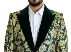 Dolce & Gabbana DOLCE & GABBANA Jacket SICILIA Green Gold Jacquard Long Coat -   -  Dolce & Gabbana.