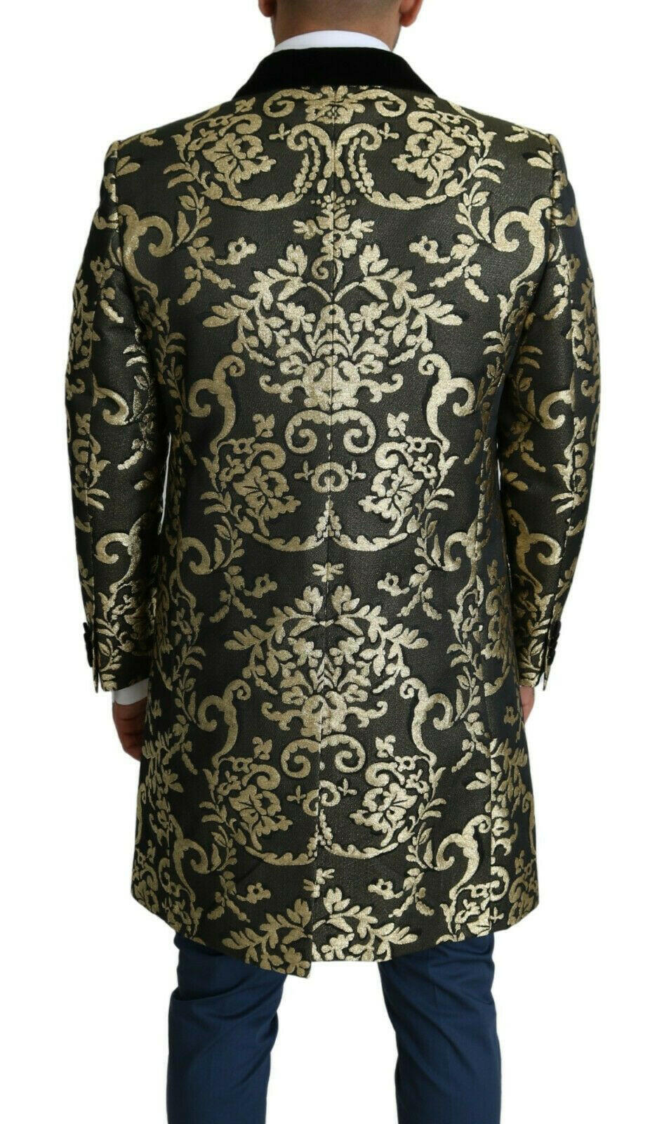 Dolce & Gabbana Black Gold Jacquard Long Coat SICILIA Jacket -   -  Dolce & Gabbana.