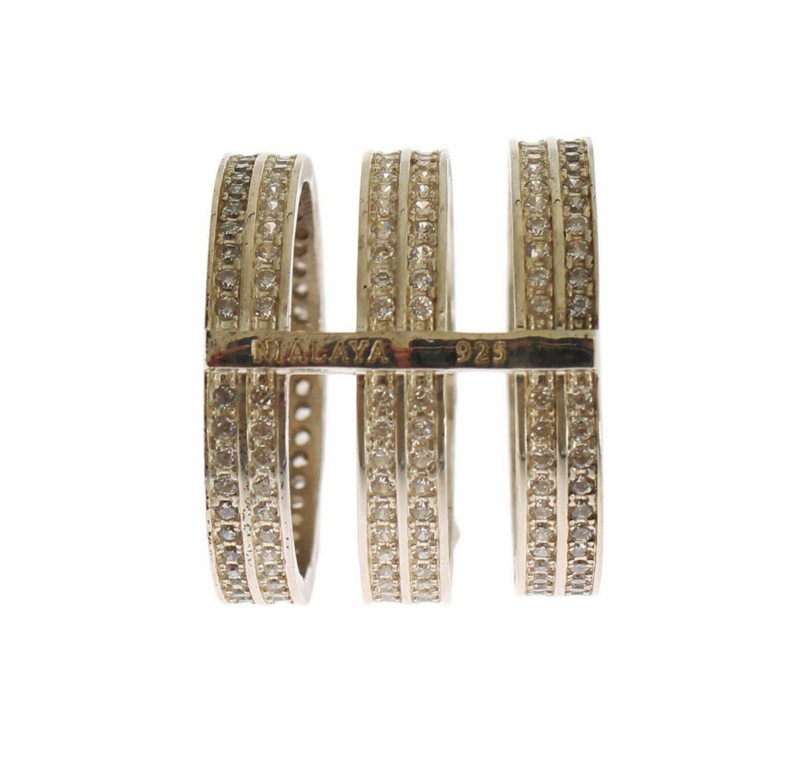 Nialaya Authentic Womens Clear CZ 925 Sterling Silver Ring -   -  Nialaya.