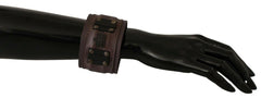 Scervino Street Brown Leather Branded Wide Buckle Closure Bracelet -   -  Scervino Street.