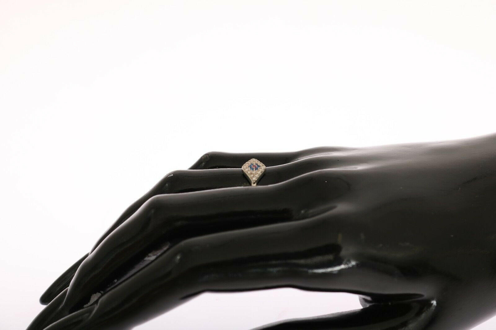 Nialaya Blue Red CZ 925 Silver Womens Clear Ring -   -  Nialaya.