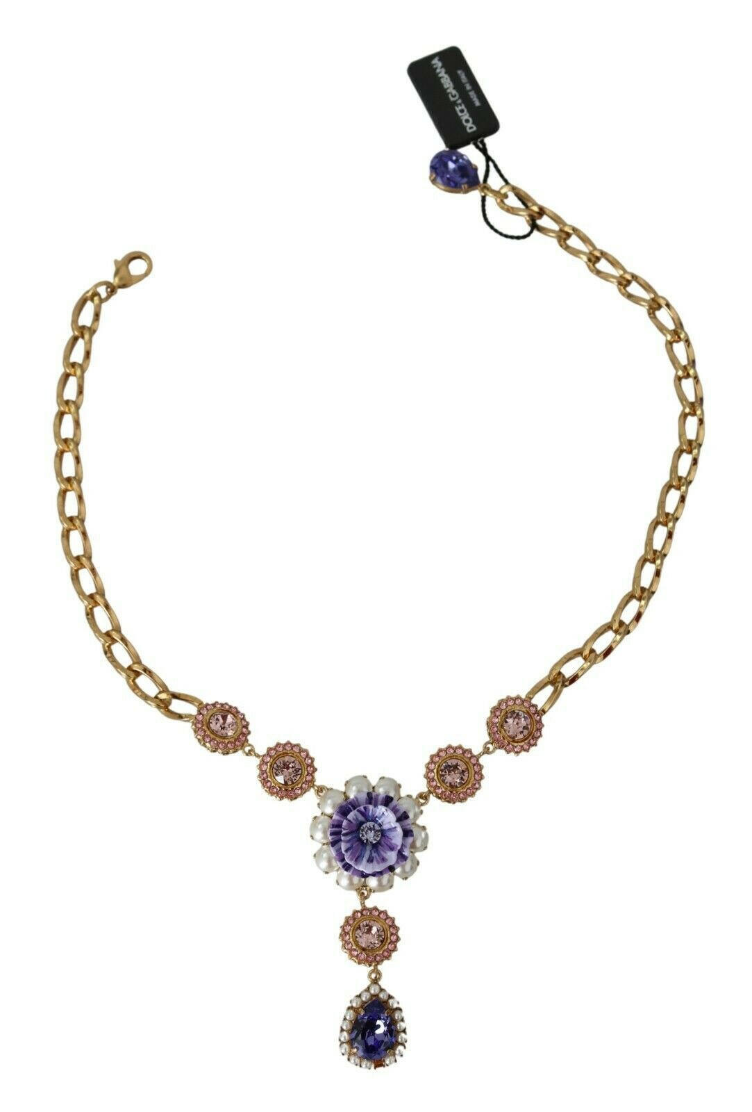 Dolce & Gabbana Pink Gold Brass Crystal Purple Pearl Pendants -   -  Dolce & Gabbana.