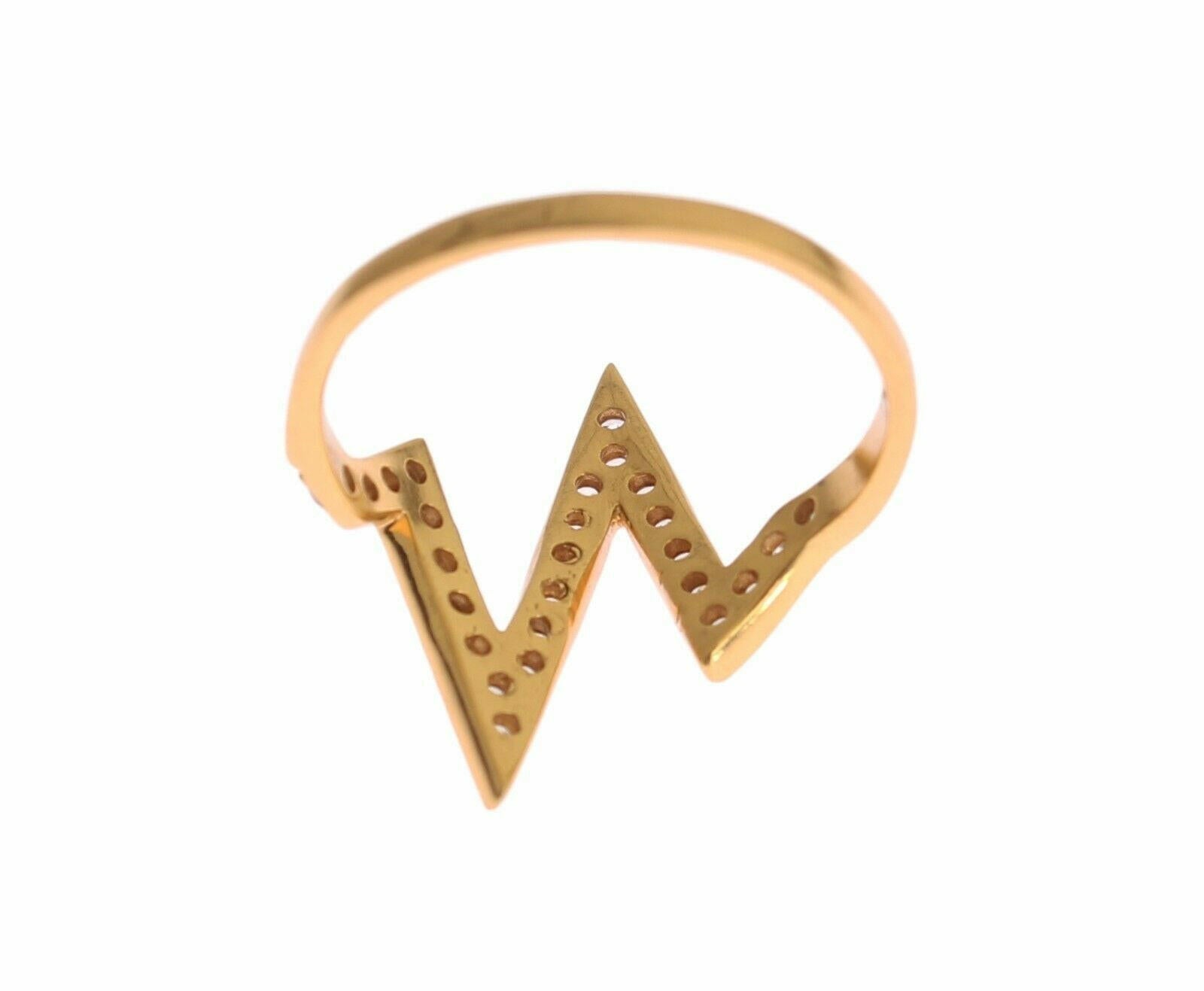 Nialaya Gold 925 Silver Womens Clear CZ 18K Ring -   -  Nialaya.