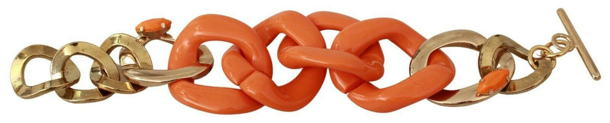 Ermanno Scervino Gold Orange Chain Wide Brass Plastic Bracelet -   -  Ermanno Scervino.