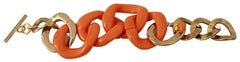 Ermanno Scervino Gold Orange Chain Wide Brass Plastic Bracelet -   -  Ermanno Scervino.