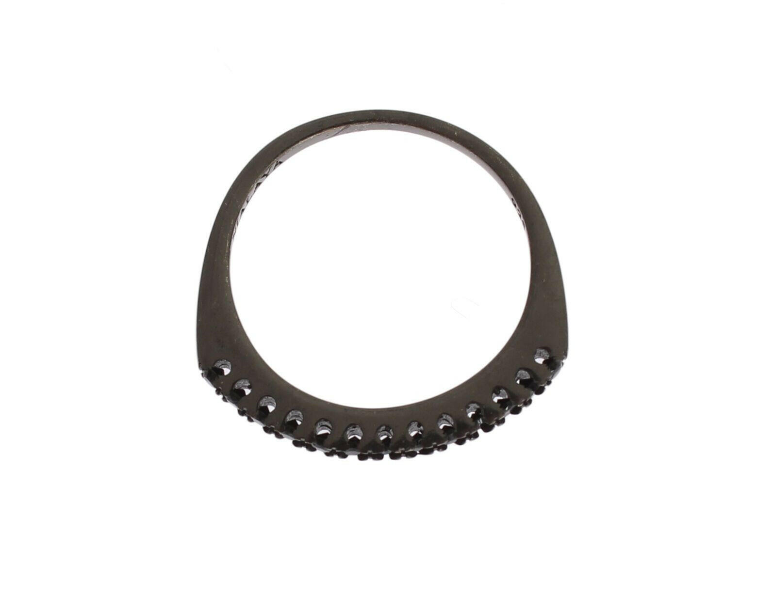 Nialaya Black CZ Rhodium 925 Silver Womens Ring -   -  Nialaya.