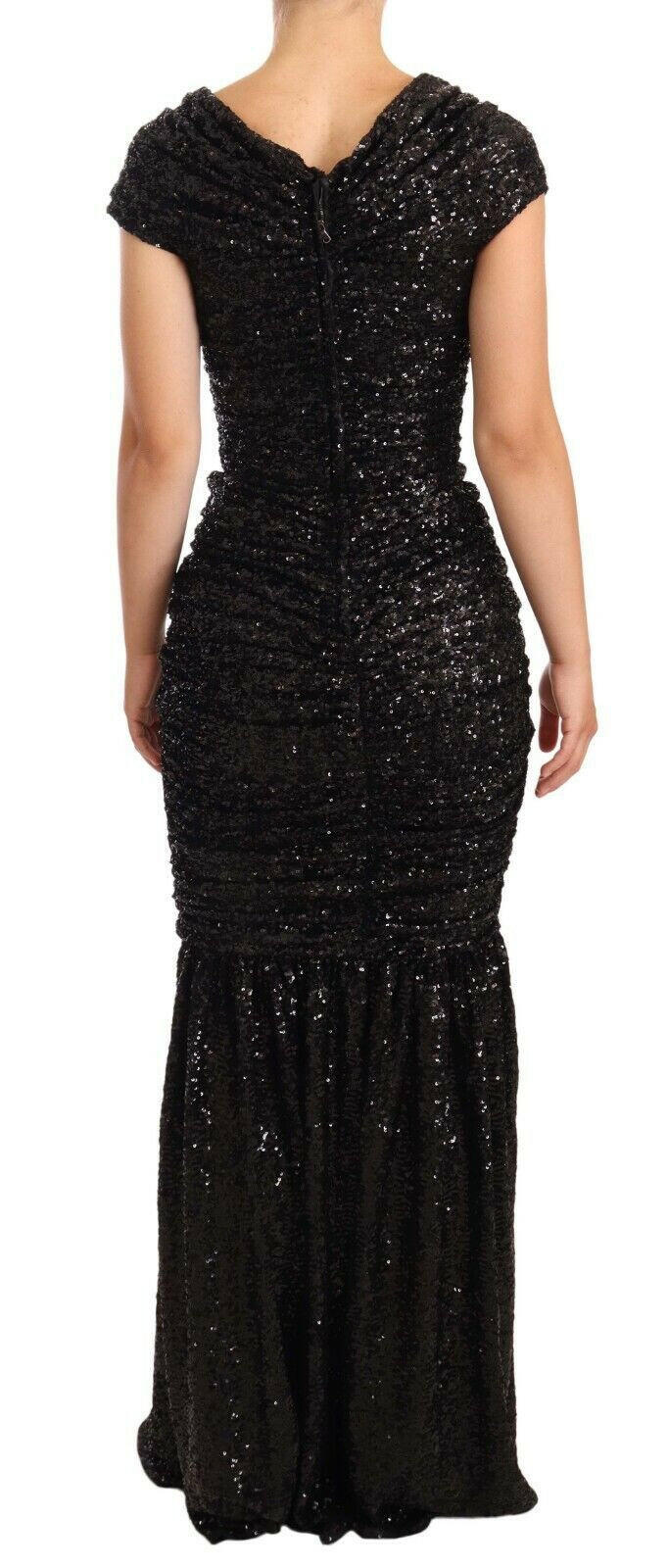Dolce & Gabbana Black Sequined Open Shoulder Long Gown Dress -   -  Dolce & Gabbana.