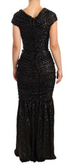 Dolce & Gabbana Black Sequined Open Shoulder Long Gown Dress -   -  Dolce & Gabbana.