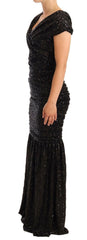 Dolce & Gabbana Black Sequined Open Shoulder Long Gown Dress -   -  Dolce & Gabbana.