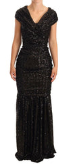 Dolce & Gabbana Black Sequined Open Shoulder Long Gown Dress -   -  Dolce & Gabbana.