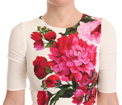 Dolce & Gabbana White Floral Printed Crepe Midi Slit Dress -   -  Dolce & Gabbana.