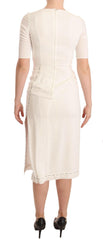 Dolce & Gabbana White Floral Printed Crepe Midi Slit Dress -   -  Dolce & Gabbana.