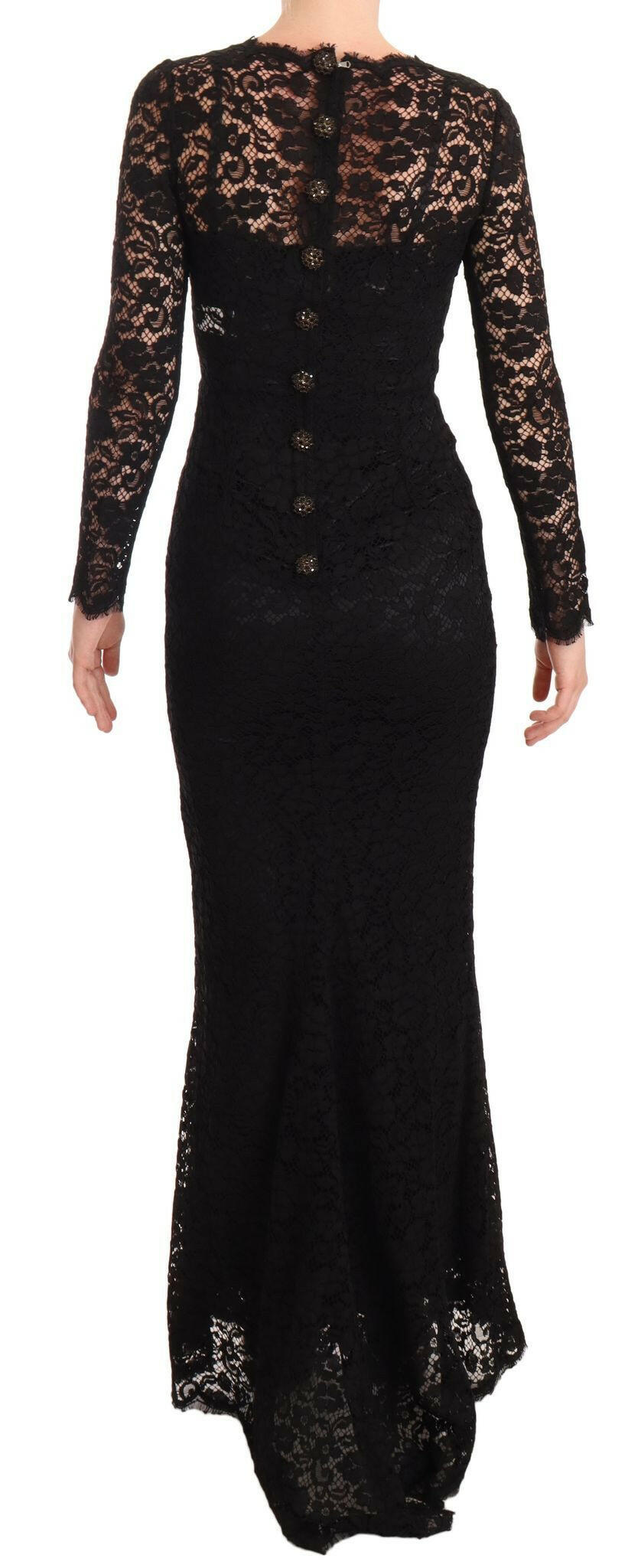 Dolce & Gabbana Black Cotton Lace Mermaid Long Sleeves Dress -   -  Dolce & Gabbana.