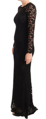 Dolce & Gabbana Black Cotton Lace Mermaid Long Sleeves Dress -   -  Dolce & Gabbana.