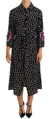Dolce & Gabbana Black White Crystal Sequined Floral Dress -   -  Dolce & Gabbana.