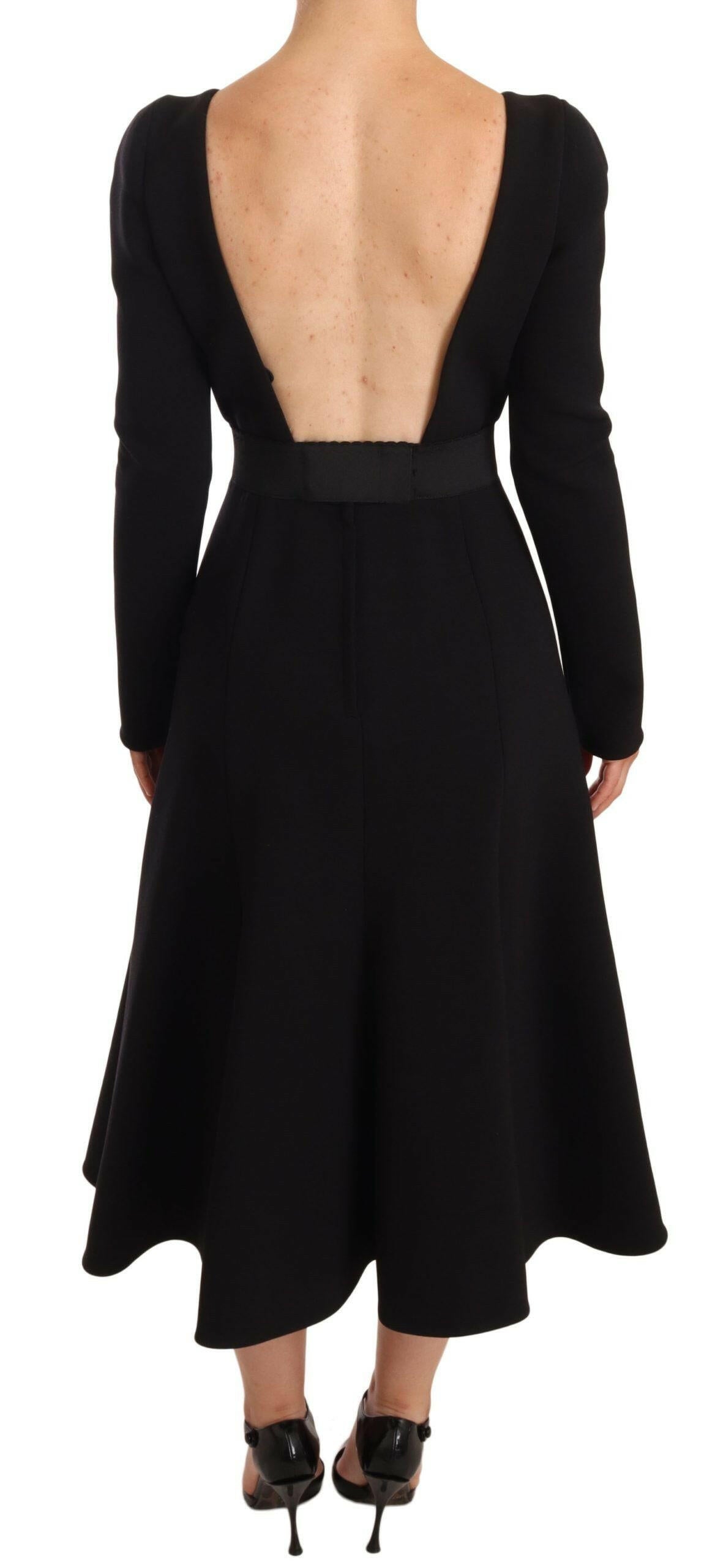 Dolce & Gabbana Black Wool Stretch Sheath Open Back Dress -   -  Dolce & Gabbana.