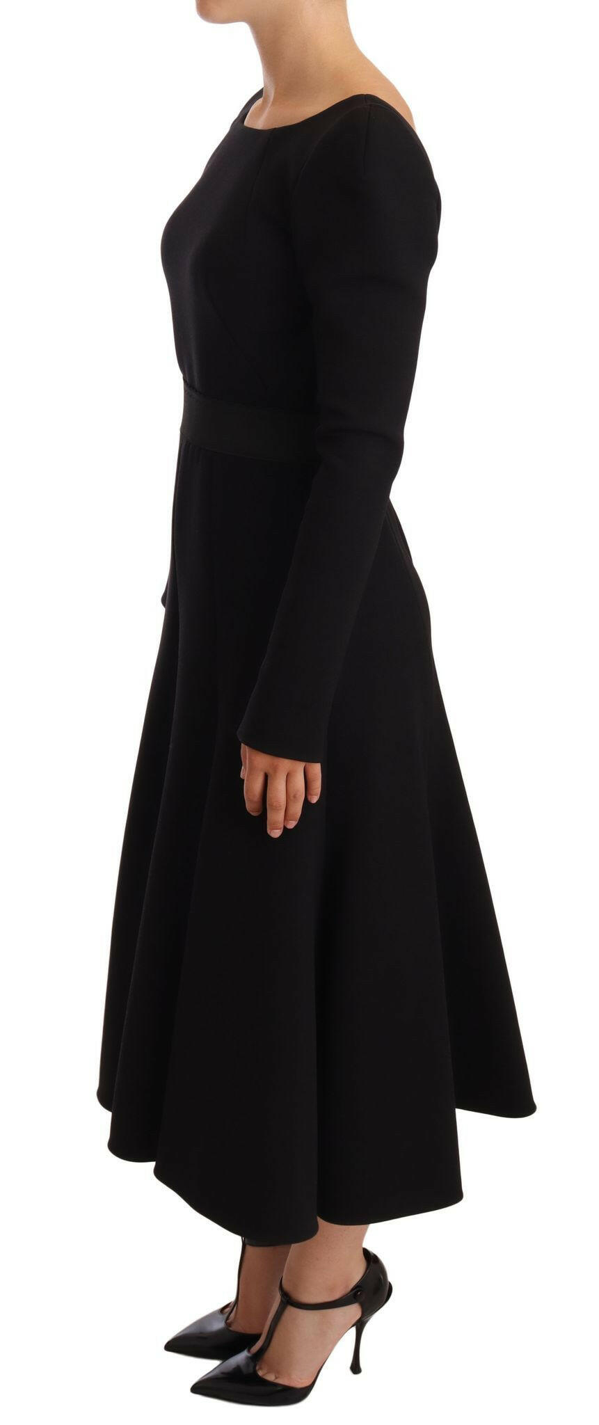 Dolce & Gabbana Black Wool Stretch Sheath Open Back Dress -   -  Dolce & Gabbana.