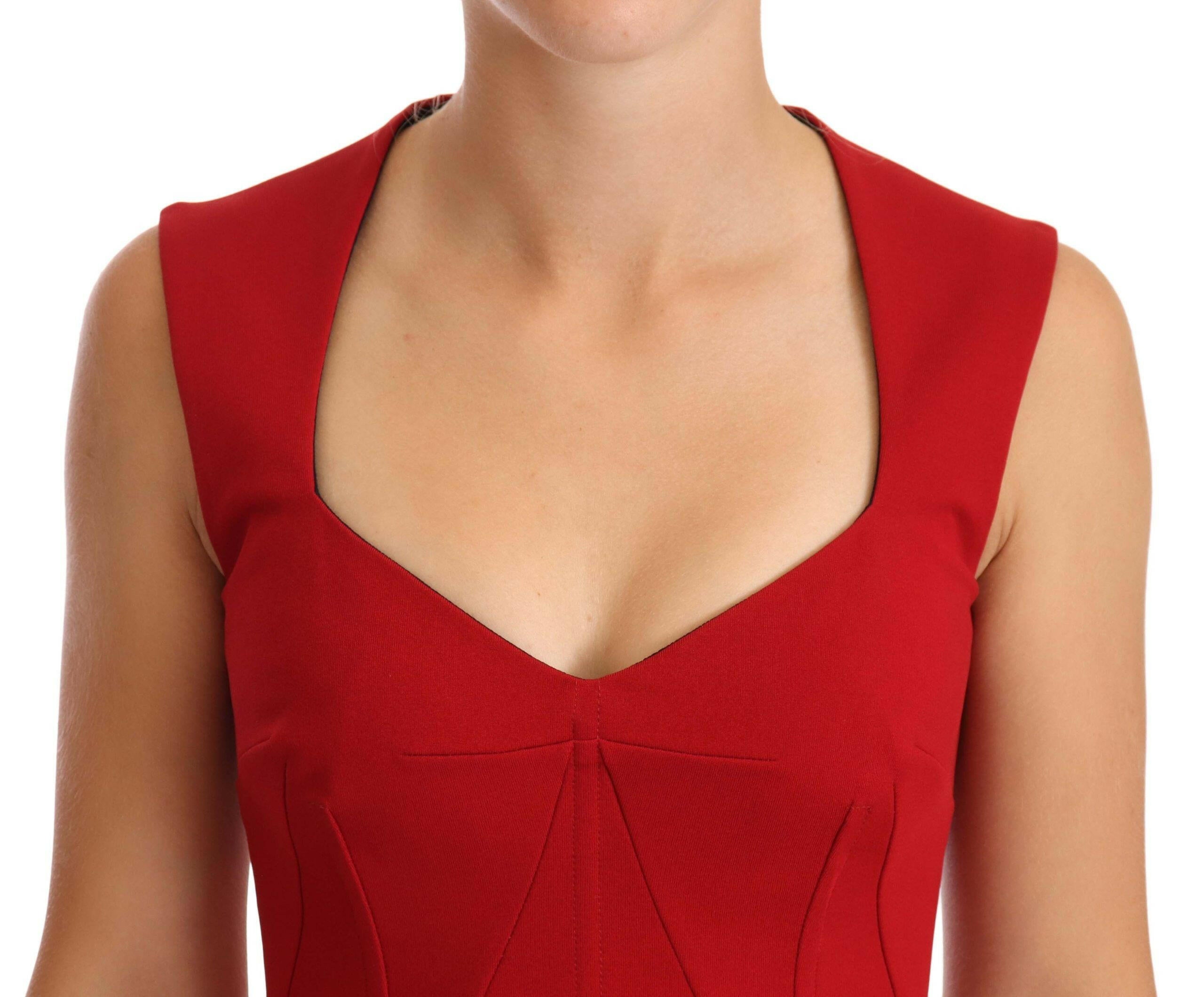 Dolce & Gabbana Red Sweetheart Sleeveless Midi Stretch Dress -   -  Dolce & Gabbana.