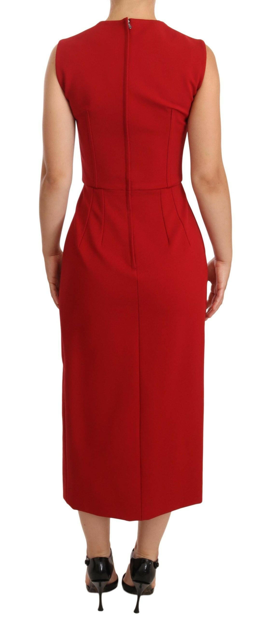 Dolce & Gabbana Red Sweetheart Sleeveless Midi Stretch Dress -   -  Dolce & Gabbana.