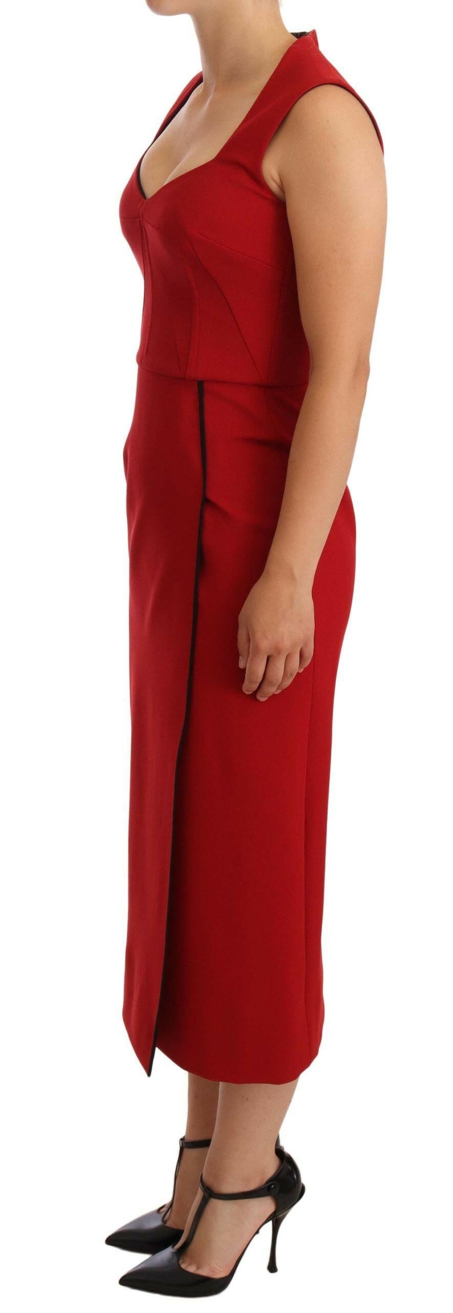 Dolce & Gabbana Red Sweetheart Sleeveless Midi Stretch Dress -   -  Dolce & Gabbana.