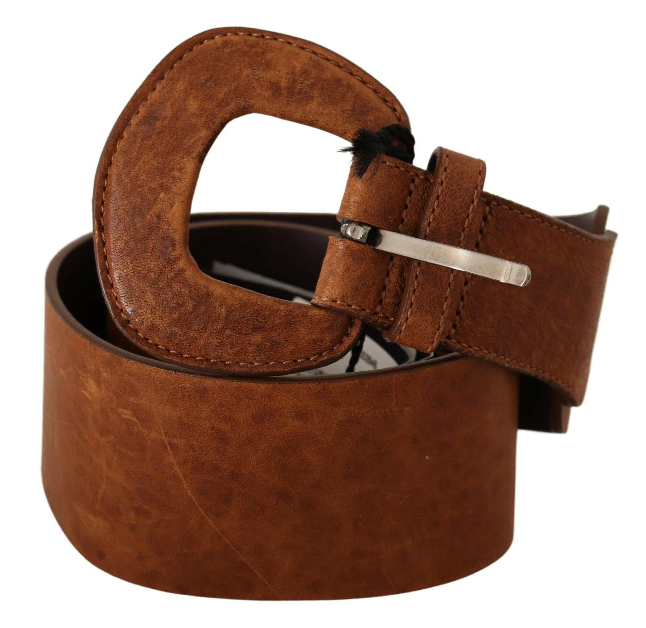 Costume National Brown Leather Fashion Waist Buckle Belt -   -  Costume National.