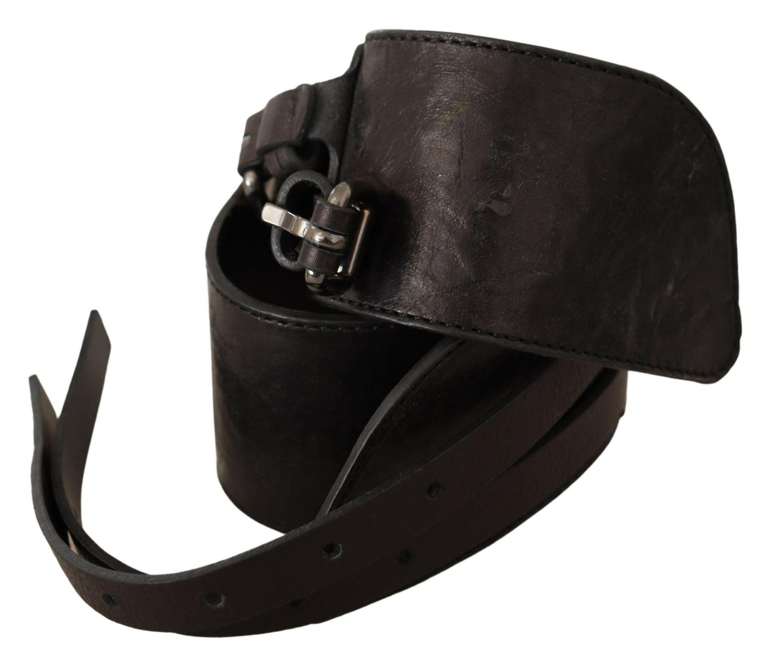 Costume National Dark Brown Leather Double Buckle Belt -   -  Costume National.