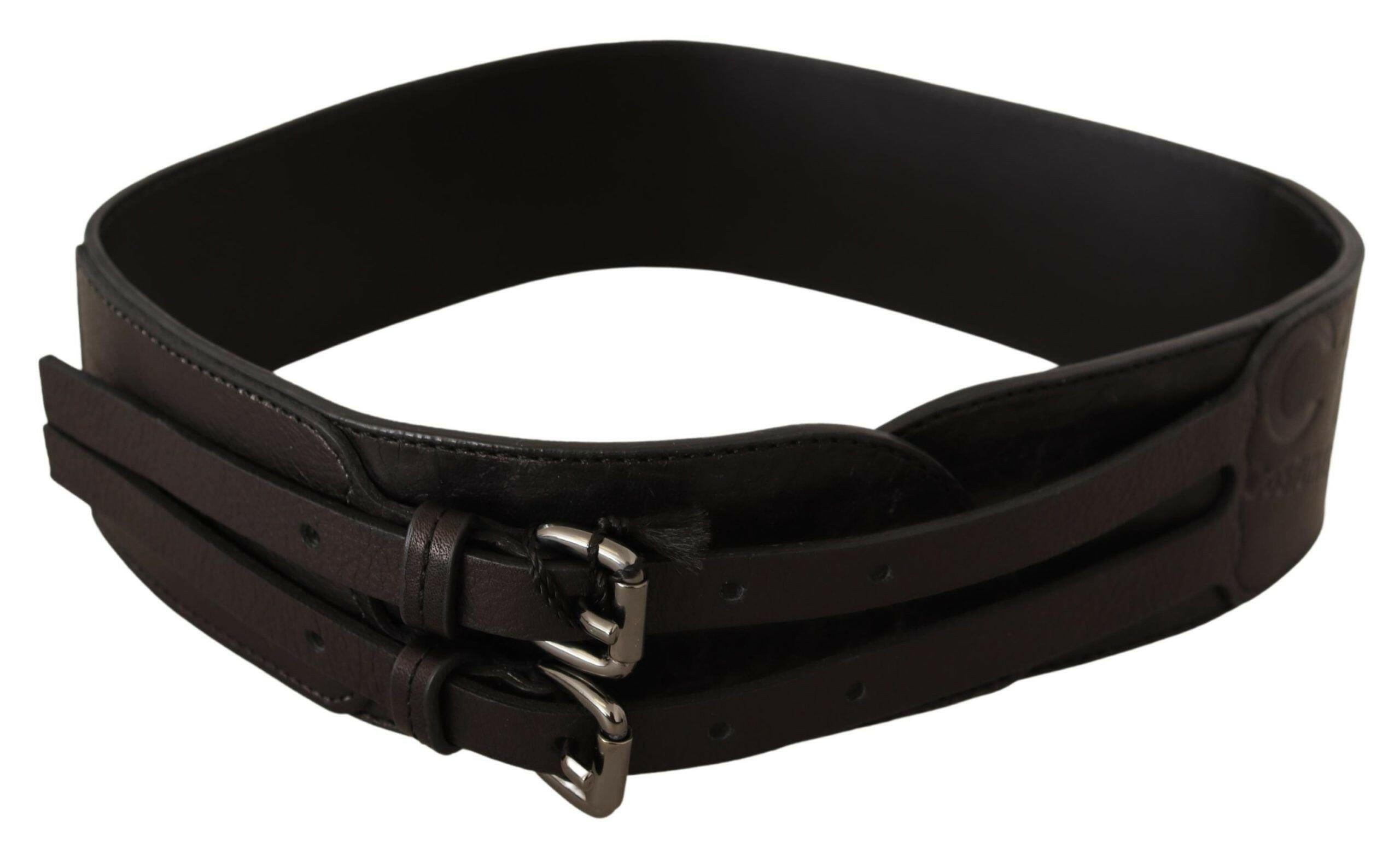 Costume National Dark Brown Leather Double Buckle Belt -   -  Costume National.