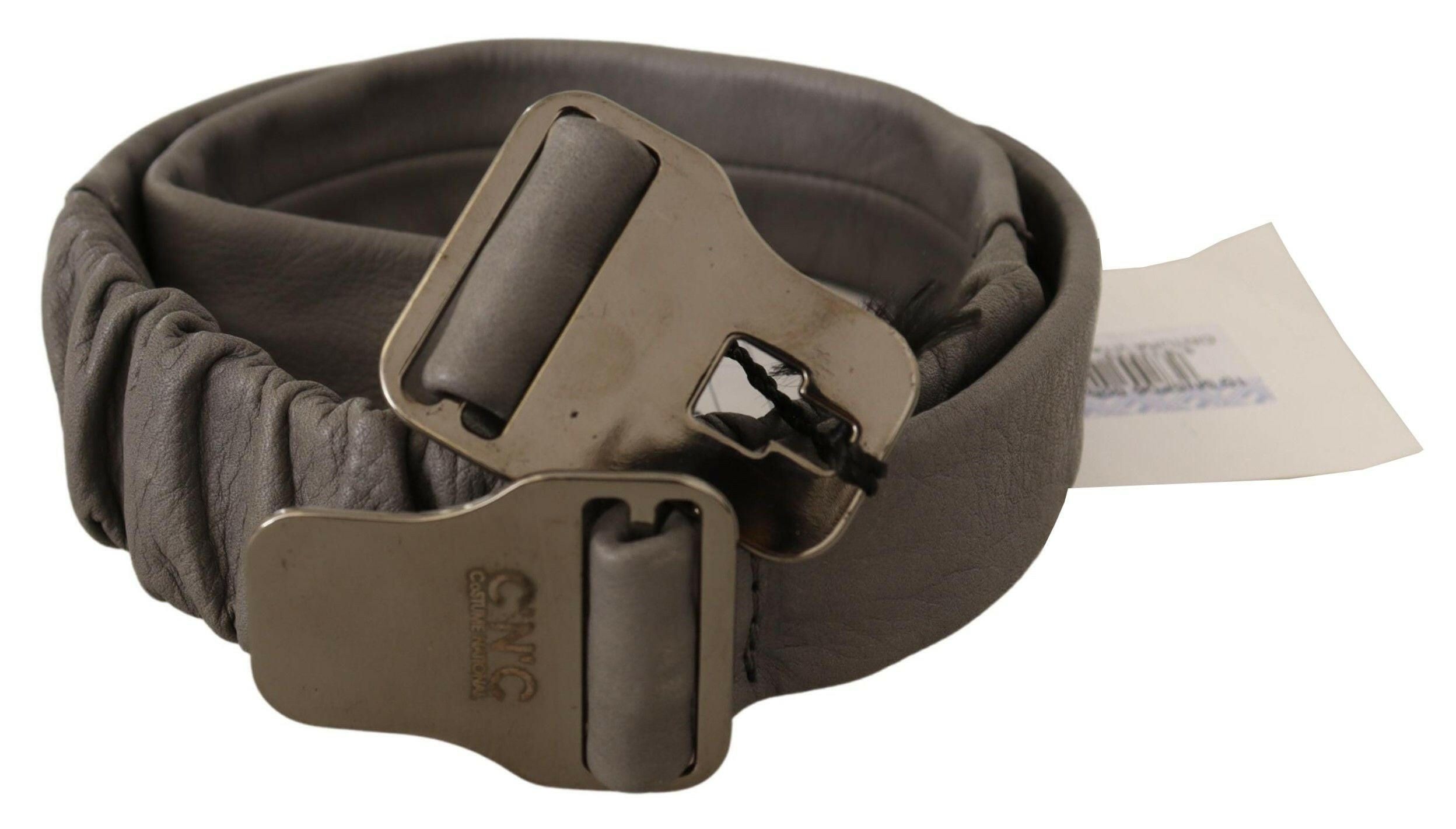 Costume National Gray Leather Silver Buckle Waist Belt -   -  Costume National.
