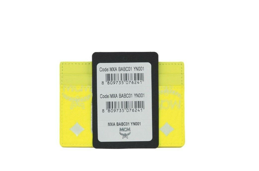MCM Spectrum Diamond Mini Neon Yellow Visetos Leather Card Case Holder Wallet -  Leather Card Holder for Men -  MCM.