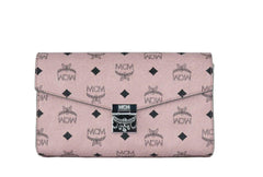 MCM Medium Soft Pink Signature Diamond Logo Leather Clutch Crossbody Handbag -   -  MCM.
