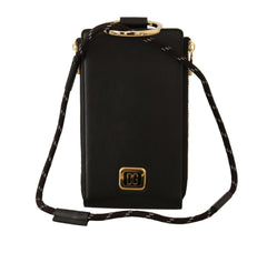 Dolce & Gabbana Black Leather Logo Plaque Neck Strap Card Coin Wallet -   -  Dolce & Gabbana.