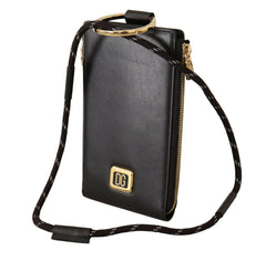 Dolce & Gabbana Black Leather Logo Plaque Neck Strap Card Coin Wallet -   -  Dolce & Gabbana.