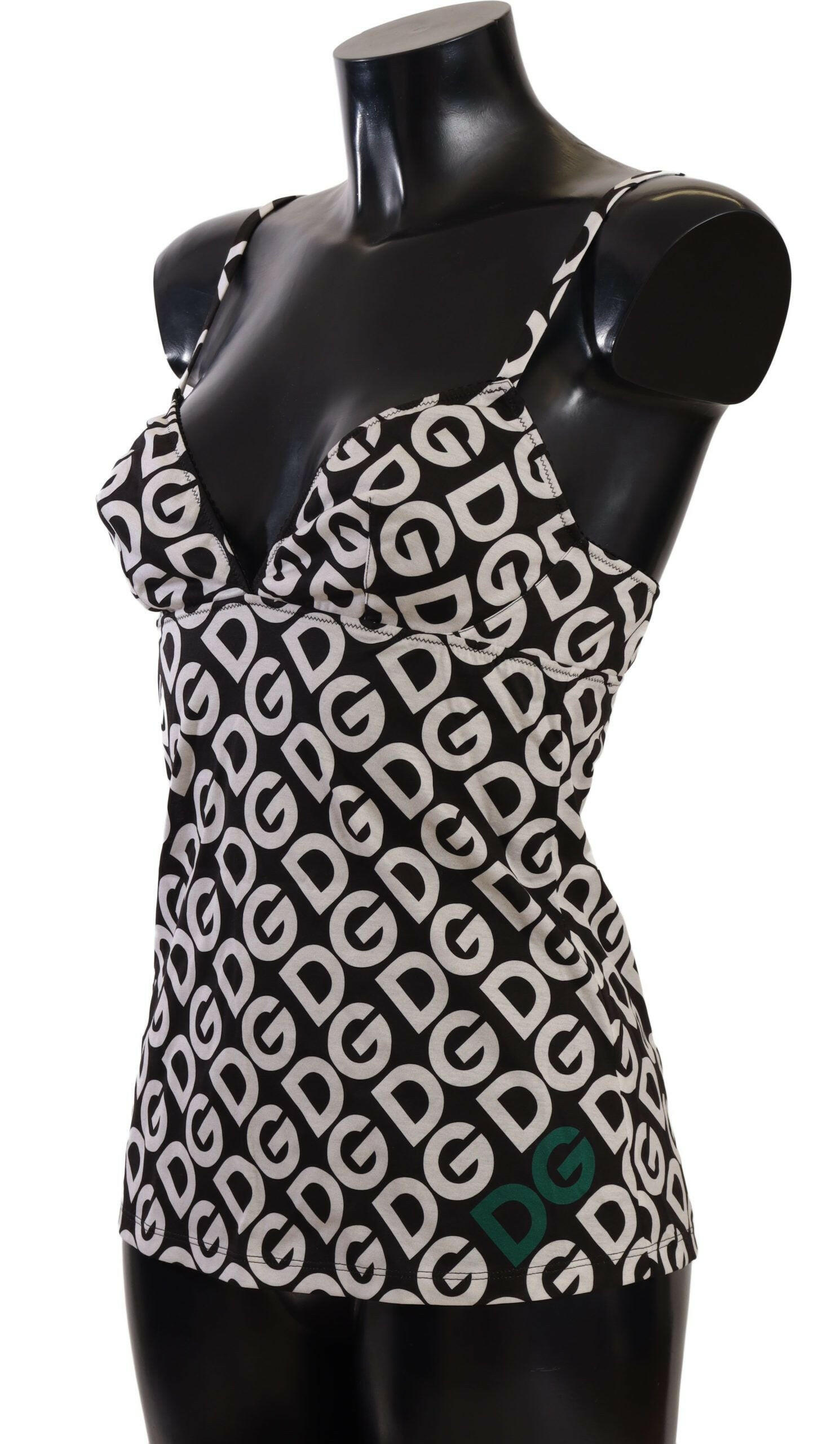 Dolce & Gabbana Black White Logo Print Camisole Top Underwear -   -  Dolce & Gabbana.