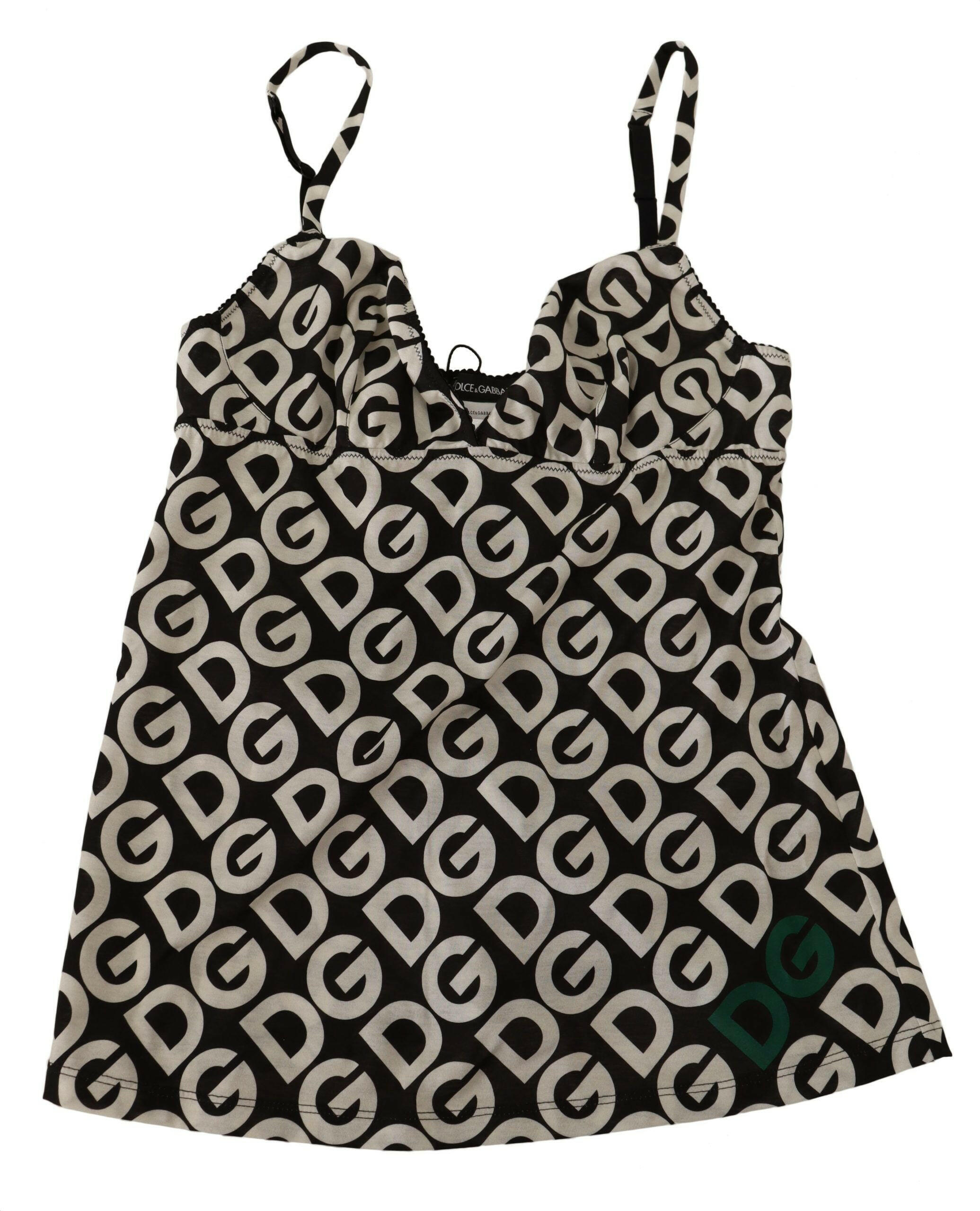 Dolce & Gabbana Black White Logo Print Camisole Top Underwear -   -  Dolce & Gabbana.