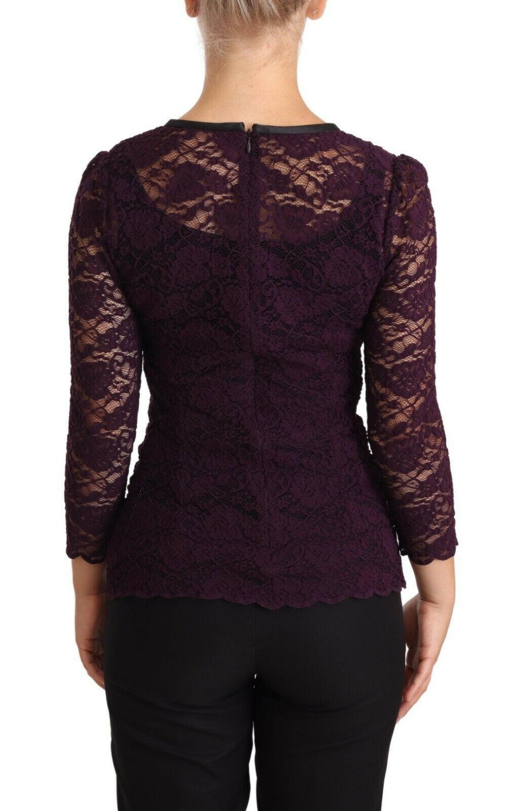 Dolce & Gabbana Purple Lace Long Sleeve Top Blouse -   -  Dolce & Gabbana.