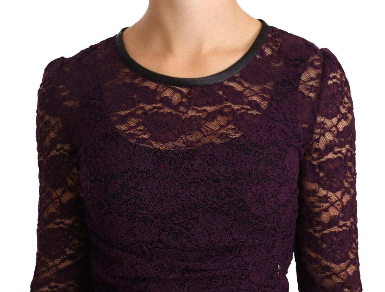 Dolce & Gabbana Purple Lace Long Sleeve Top Blouse -   -  Dolce & Gabbana.