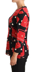 Dolce & Gabbana Black Sicily Bag Print Silk Stretch Top Blouse -   -  Dolce & Gabbana.